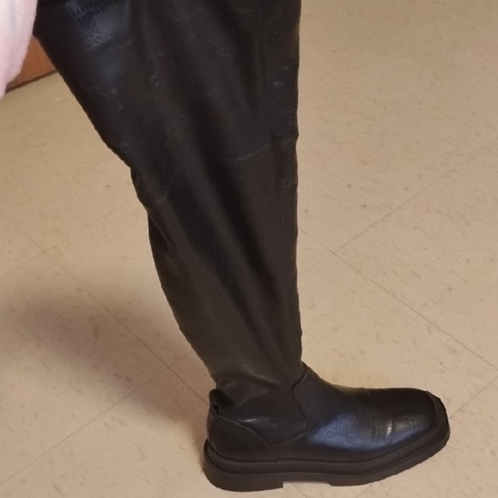 MNG Black Womens's Thigh High Leather Boots